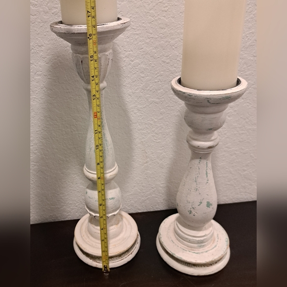 Rustic White Candle Holders - Picture 4 of 7